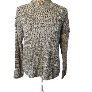 Romeo & Juliet Couture Sweater Large Black and Cream Mock Turtleneck Knit Cozy